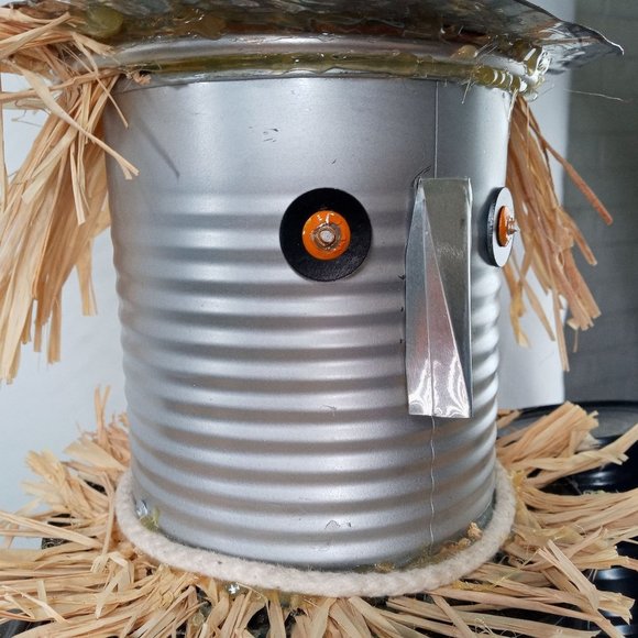 Folk Art Tin Man Scarecrow Sculpture Wizard Of Oz Recycled Robot Vintage 26 Inch - Picture 16 of 16